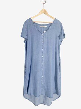 NWT STANDARD GRACE Lyocell Denim Shirt Dress with Pockets  / size Large